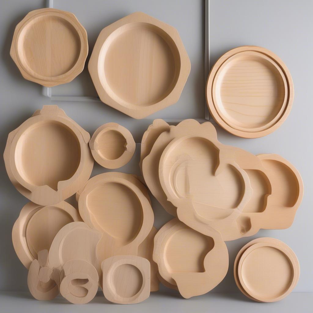 Different types of wooden plate holders