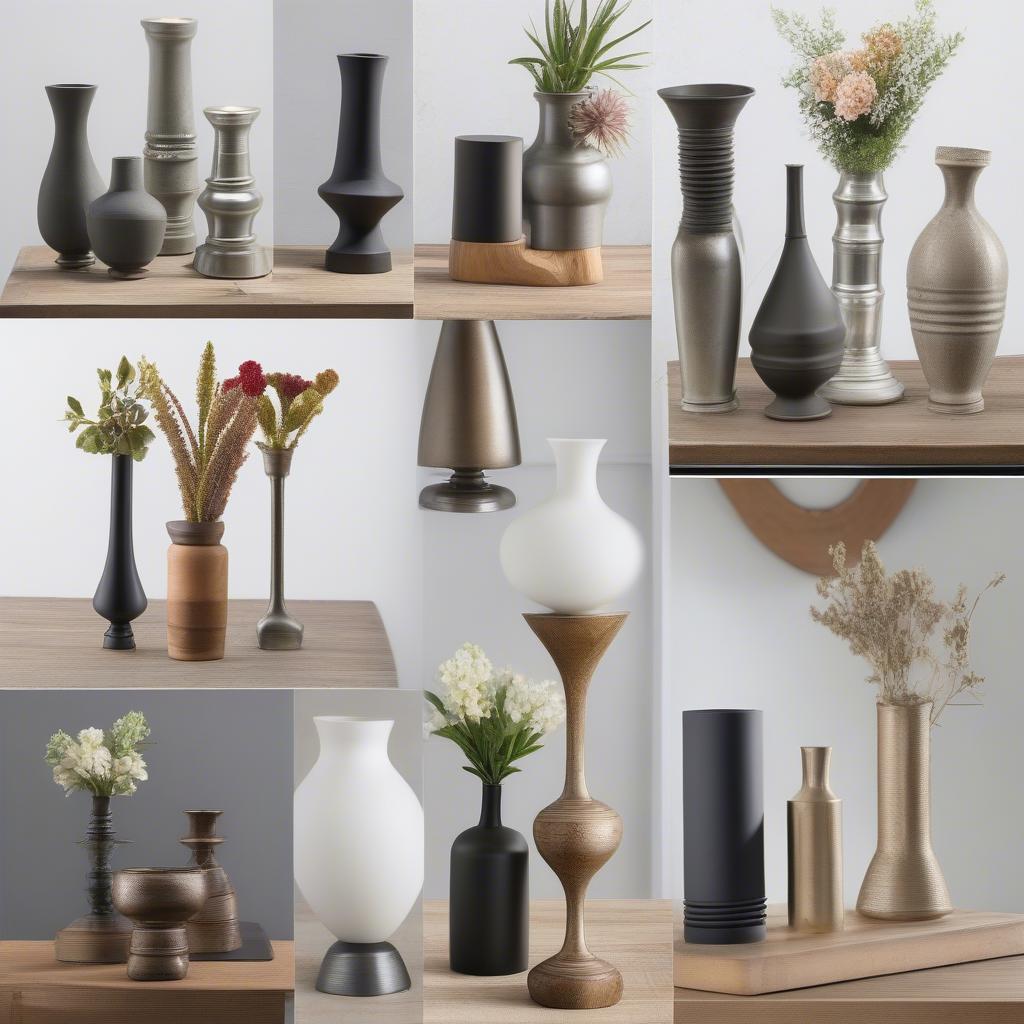 Different vase riser styles: modern and rustic