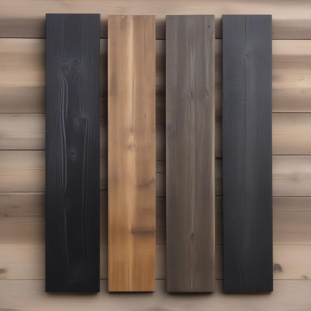 Various wood types used for black signs - pine, cedar, reclaimed wood