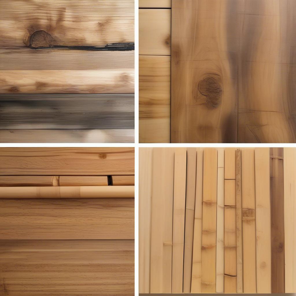 Variety of wood types used for canvas pictures, including reclaimed wood, bamboo, and plywood