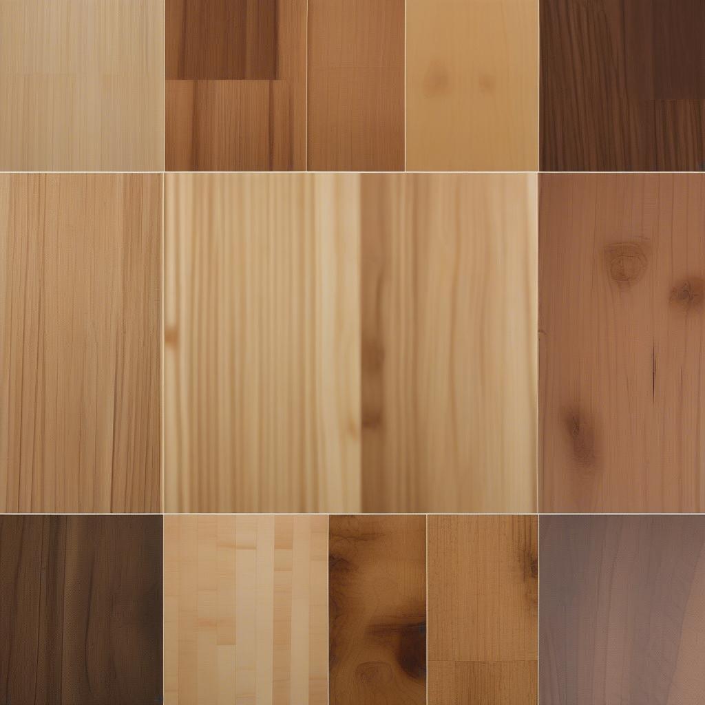 Various wood types suitable for photo printing, showcasing different grains and colors.