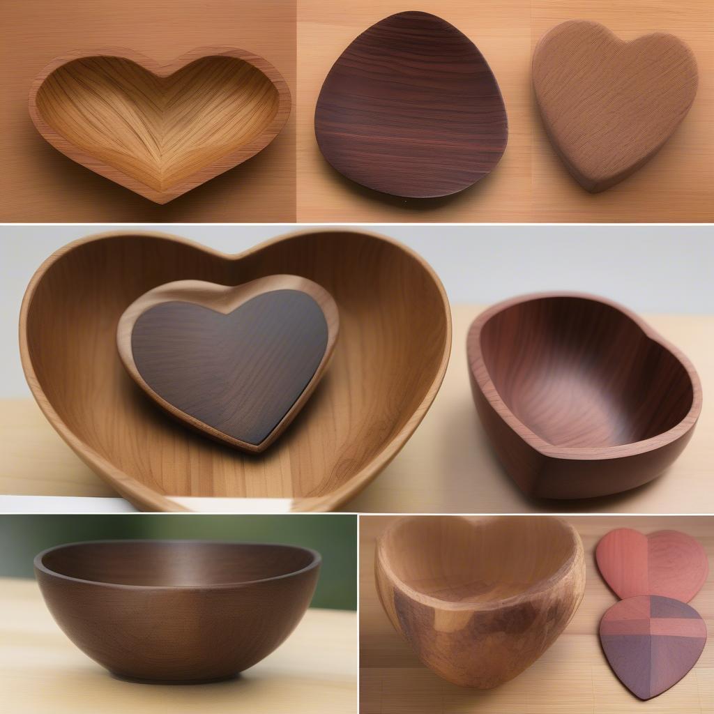 Variety of Wood Types for Heart Bowls