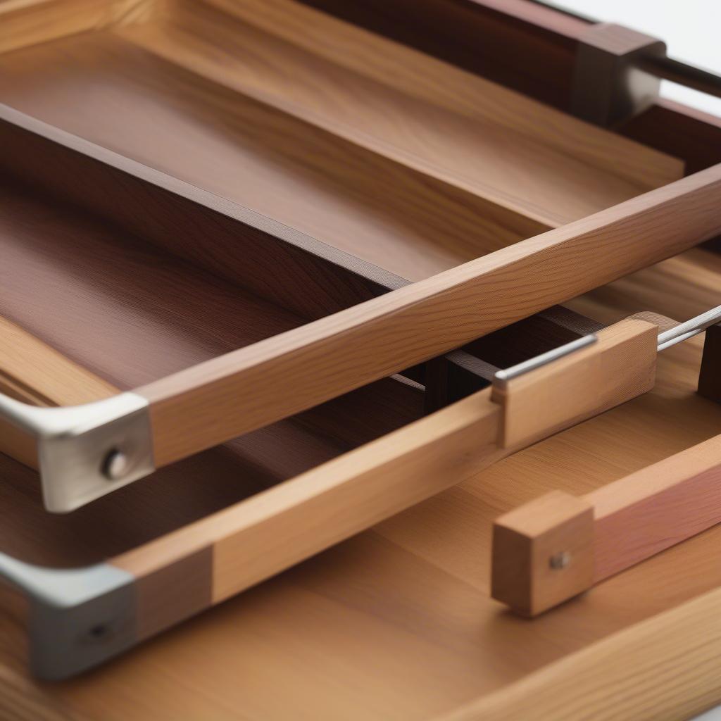 Different Wood Types for Trays with Metal Handles