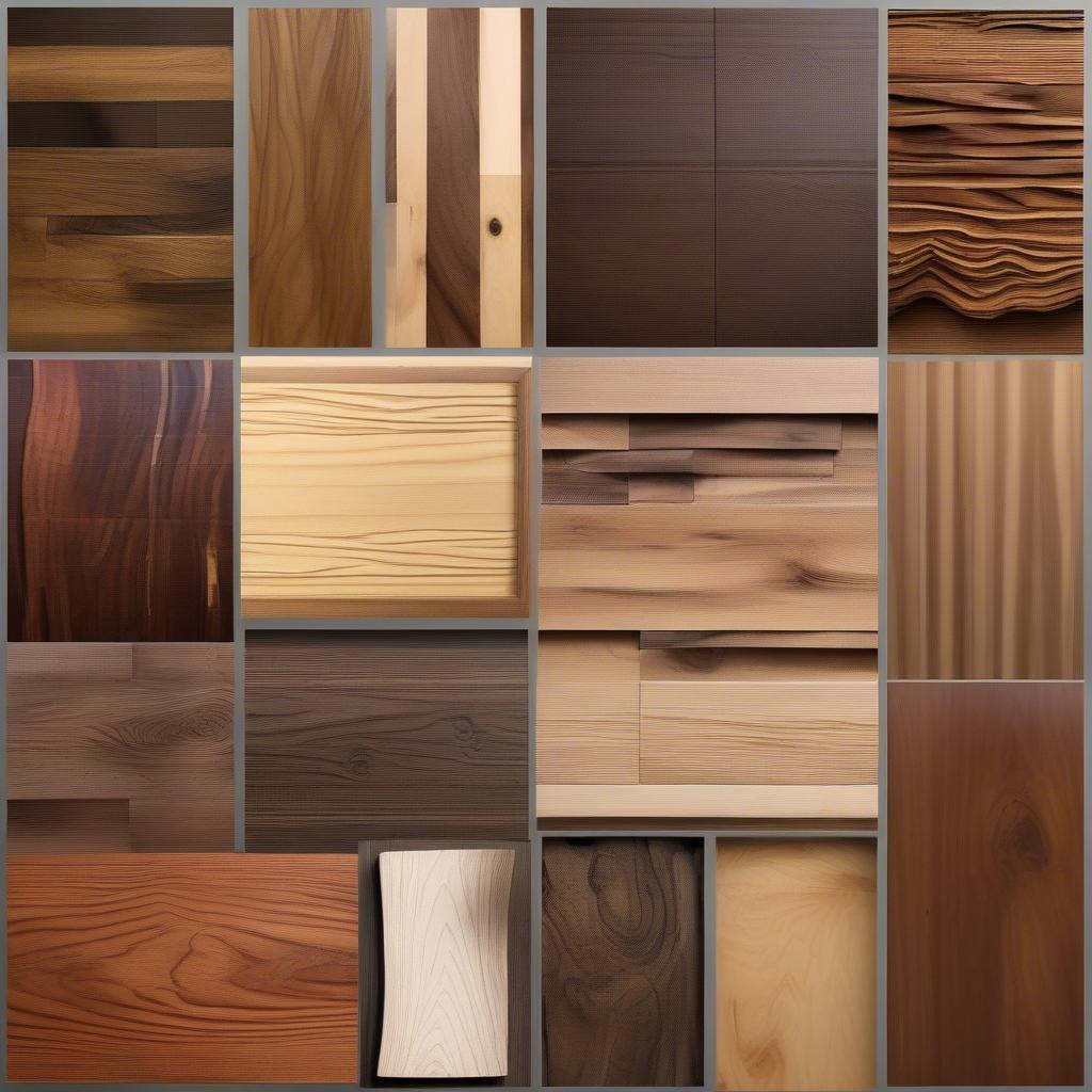 Various wood types for wall decor showcased