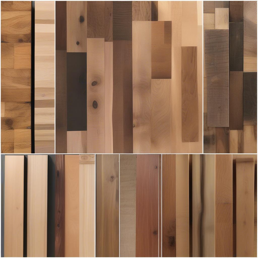 Various wood types used in wall decor to showcase different aesthetics