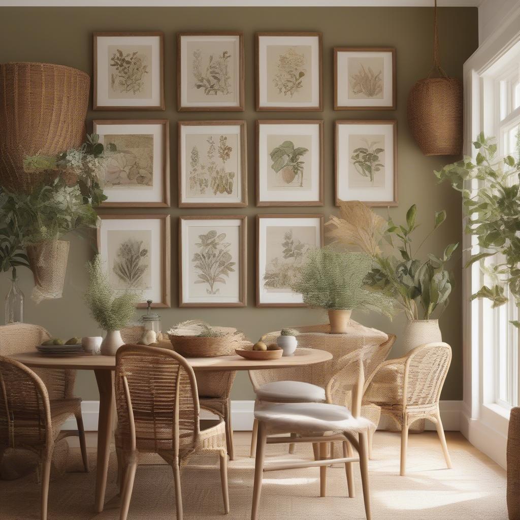 Dining Room Gallery Wall featuring Wicker Baskets