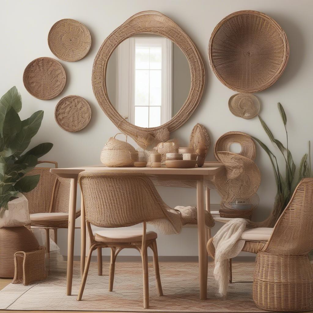 Dining Room Wicker and Rattan Wall Decor Ideas