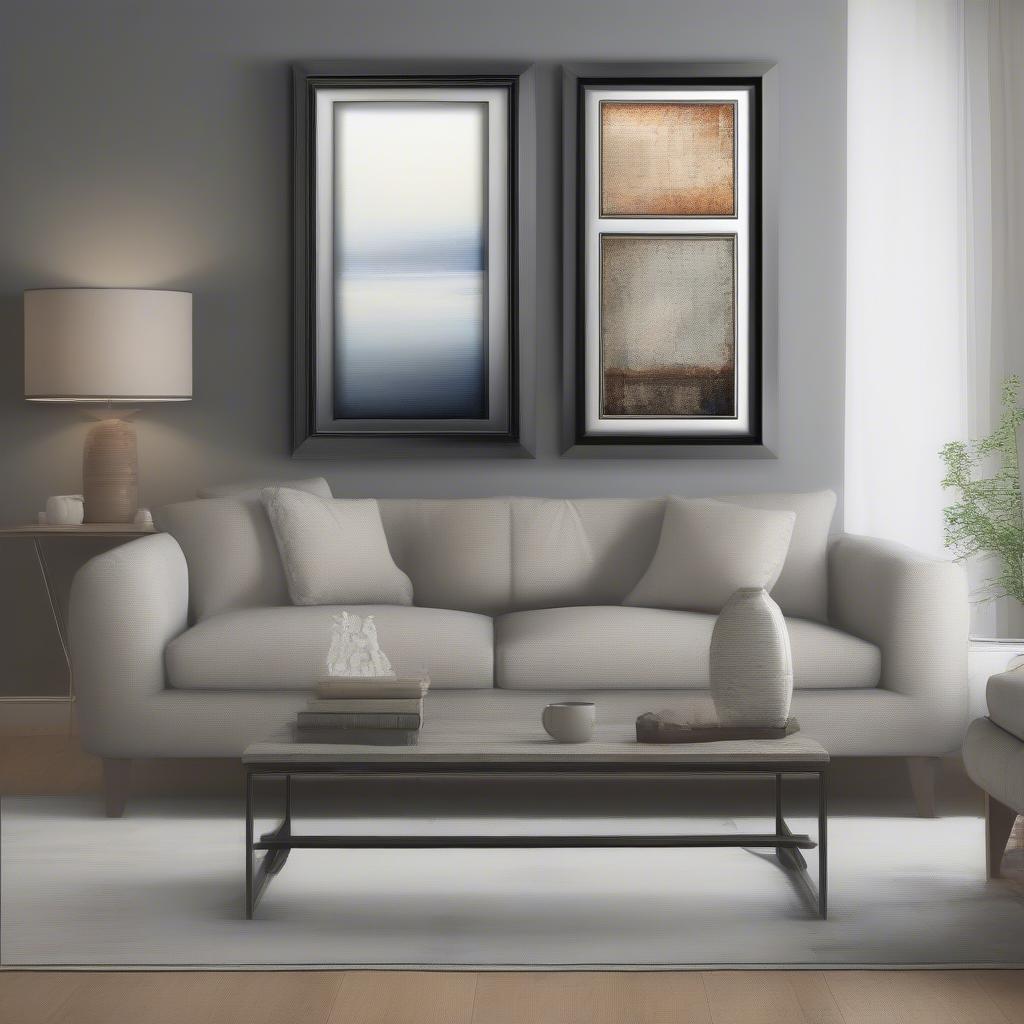 Examples of framed 8x10 canvases displayed in various room settings