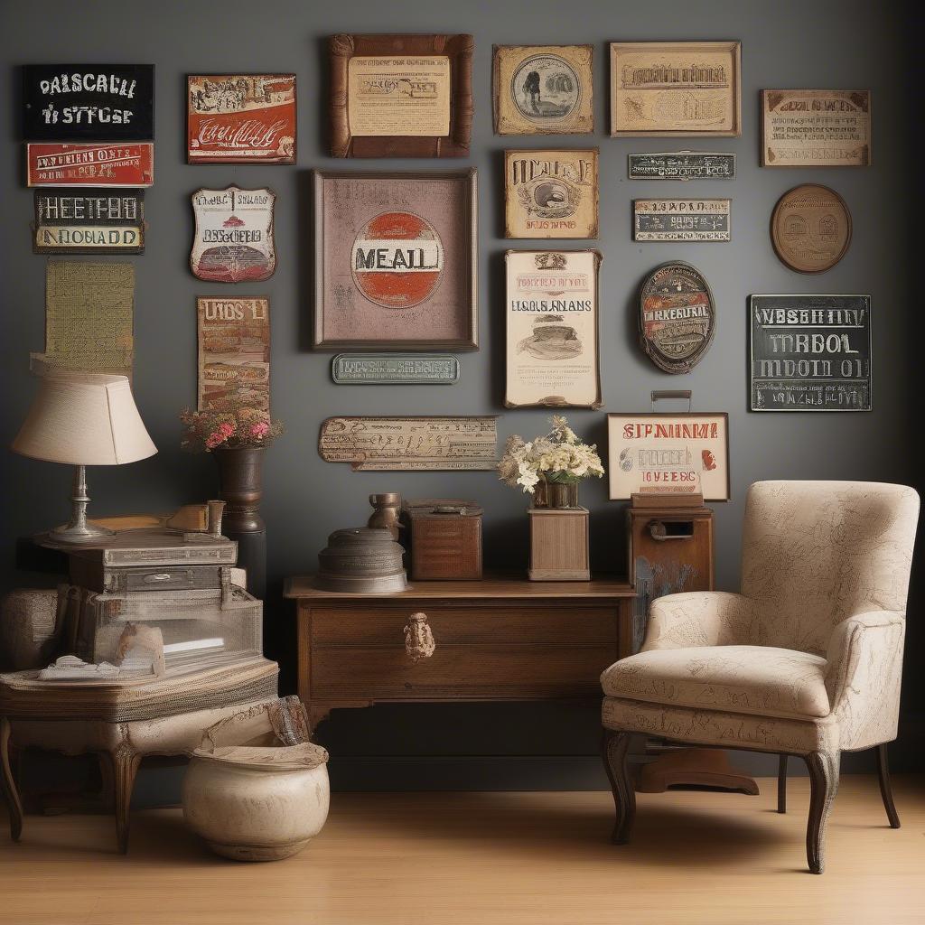 Displaying Antique Metal Signs in a Home Setting