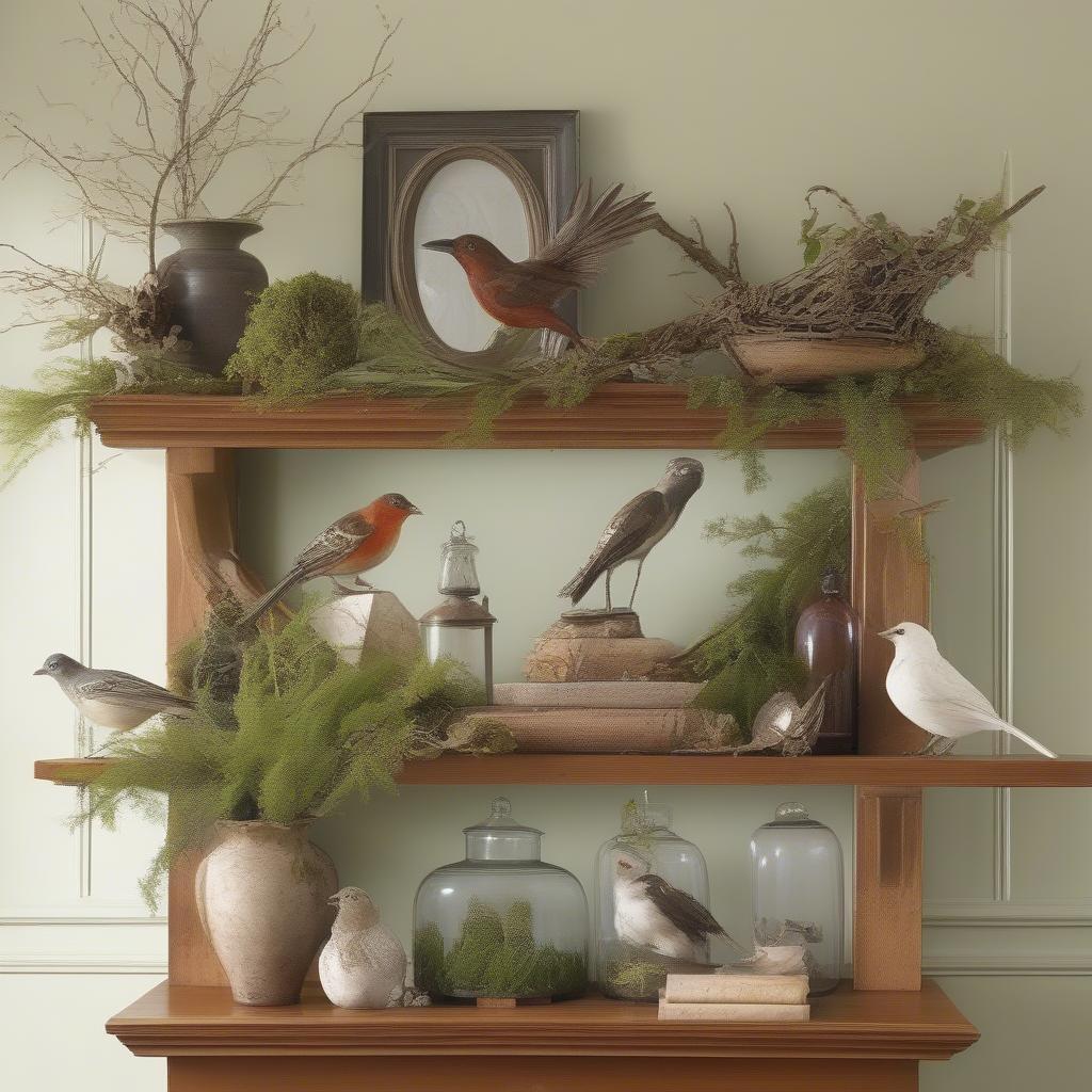 Different ways to display a ceramic bird collection, highlighting creative arrangements and settings.