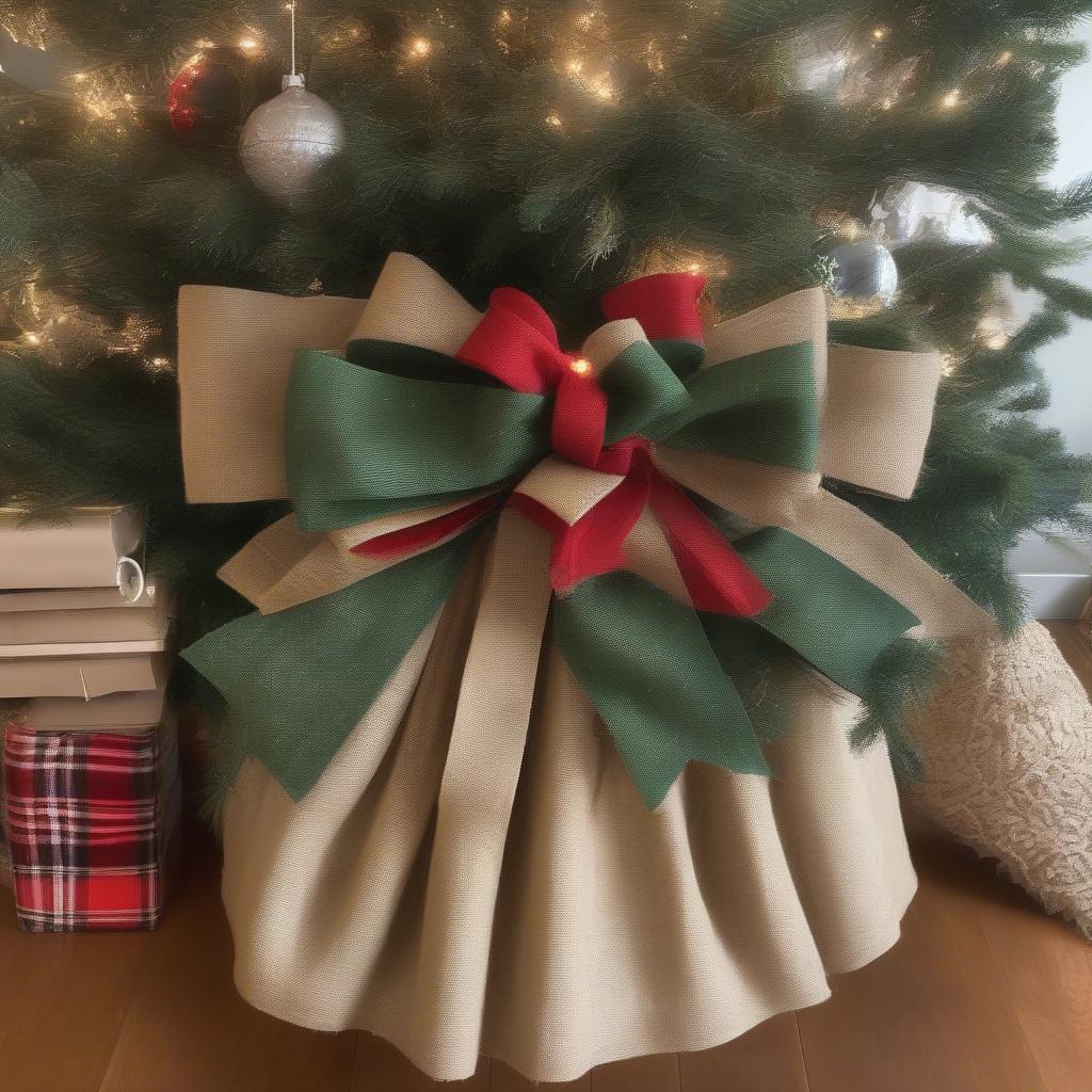 DIY Burlap Bow Christmas Skirt