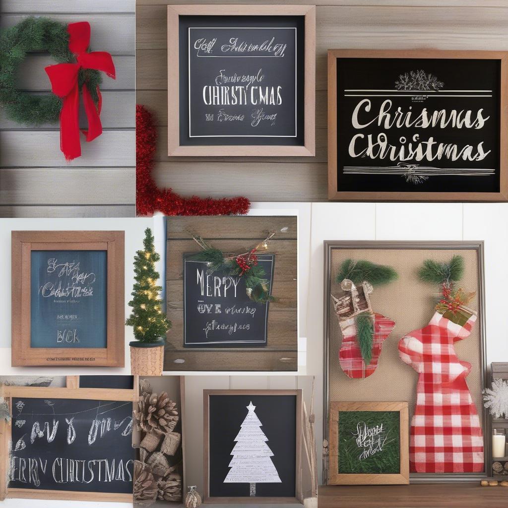 DIY Christmas craft signs ideas with various materials and designs.