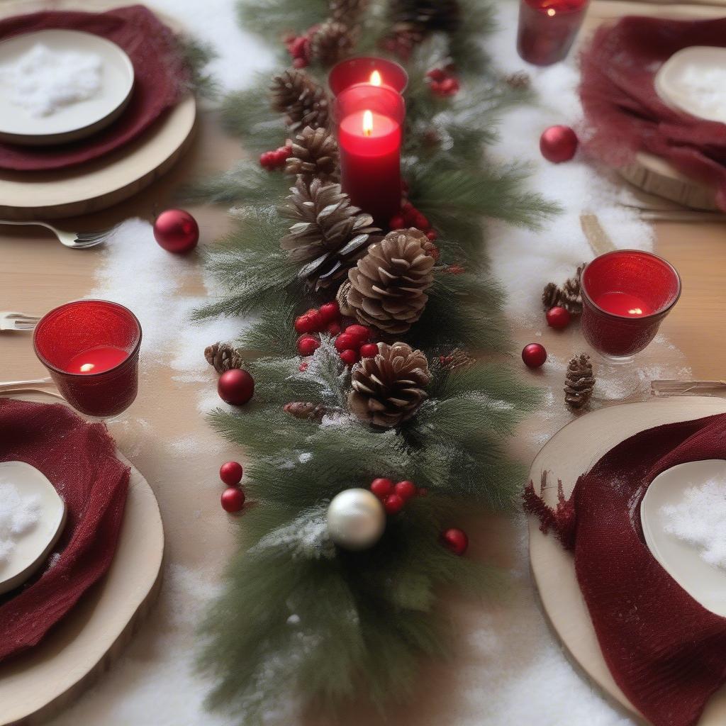 DIY Christmas Farm Truck Centerpiece with candles and greenery.