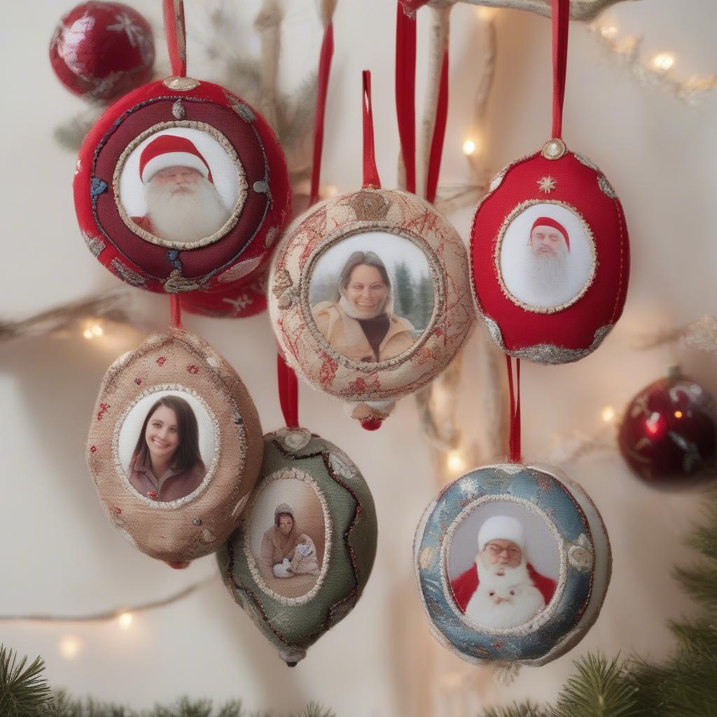 DIY fabric photo Christmas ornaments