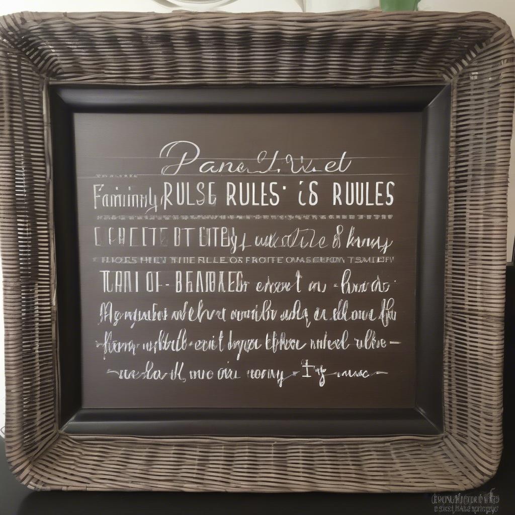 DIY Family Rules Sign with Wicker Frame