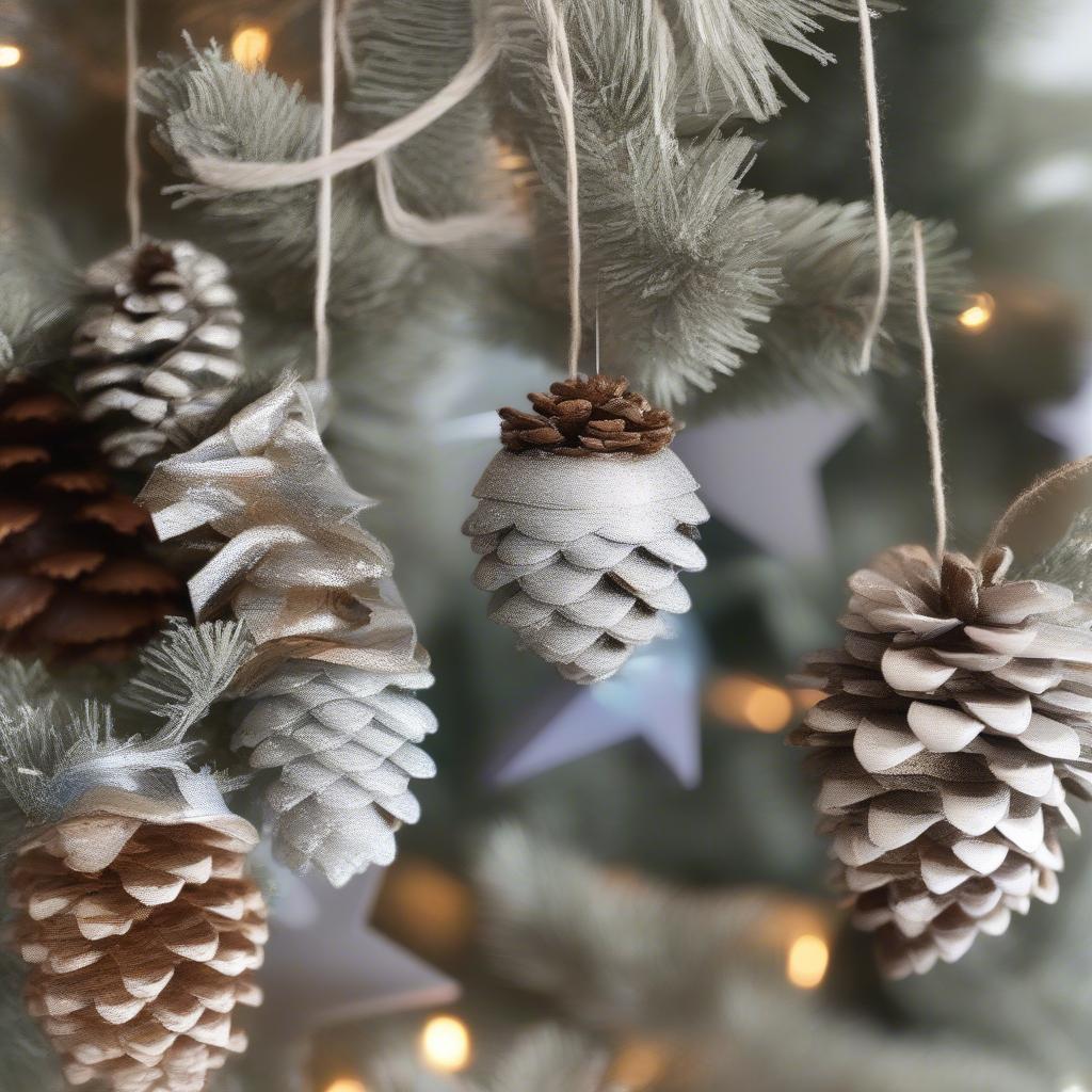 Create your own frosted pinecone ornaments for a personalized touch