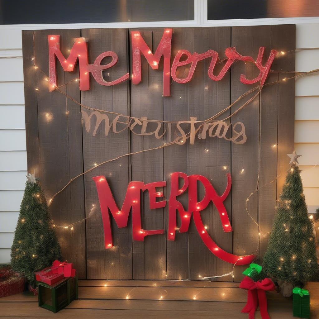 DIY Giant Merry Christmas Sign with Lights