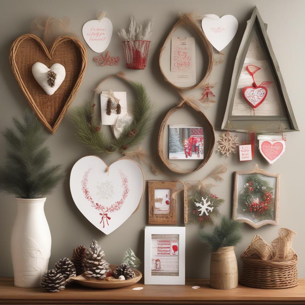 DIY Holiday Wall Art Projects: Framed holiday cards, paper snowflakes, painted pinecones, and DIY wall signs