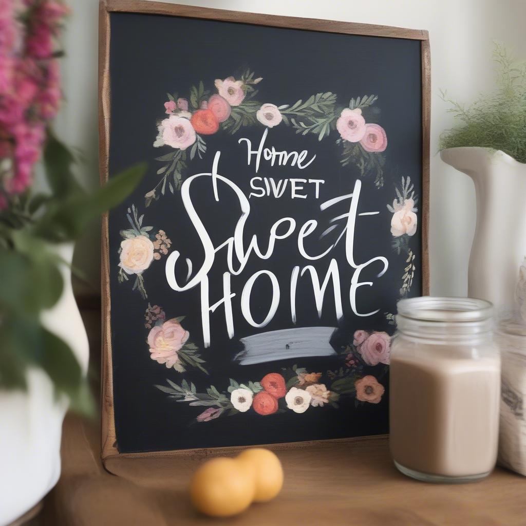 DIY kitchen signs made from chalkboard and reclaimed wood, featuring hand-painted designs and personalized messages.