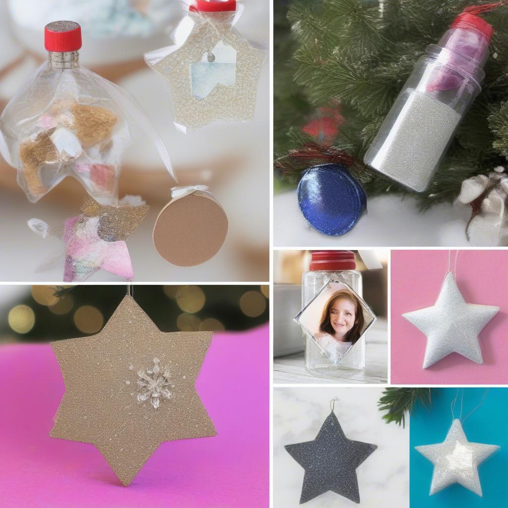 DIY Photo ornament ideas using various materials.