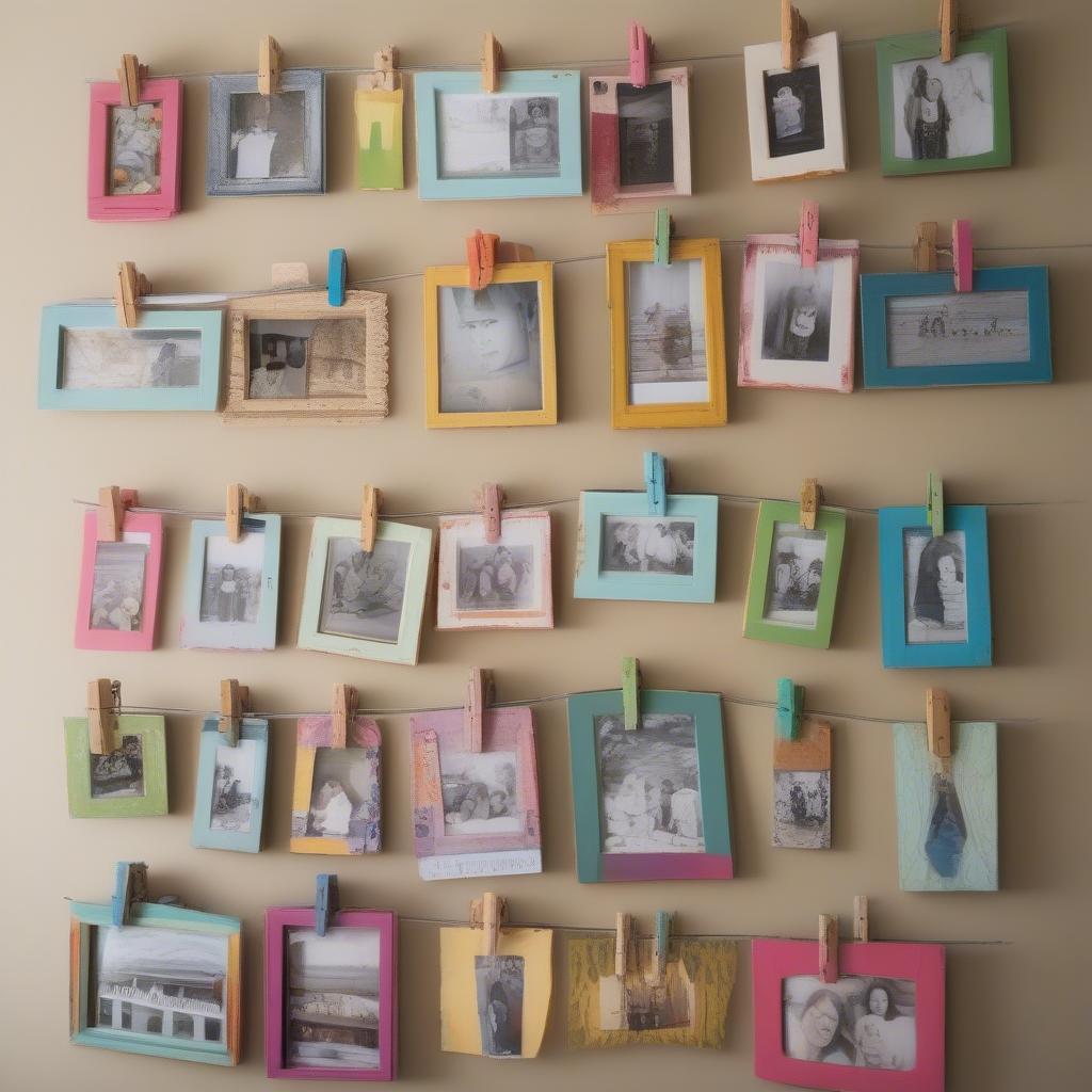 DIY Painted Clothespins as Unique Photo Wall Clips