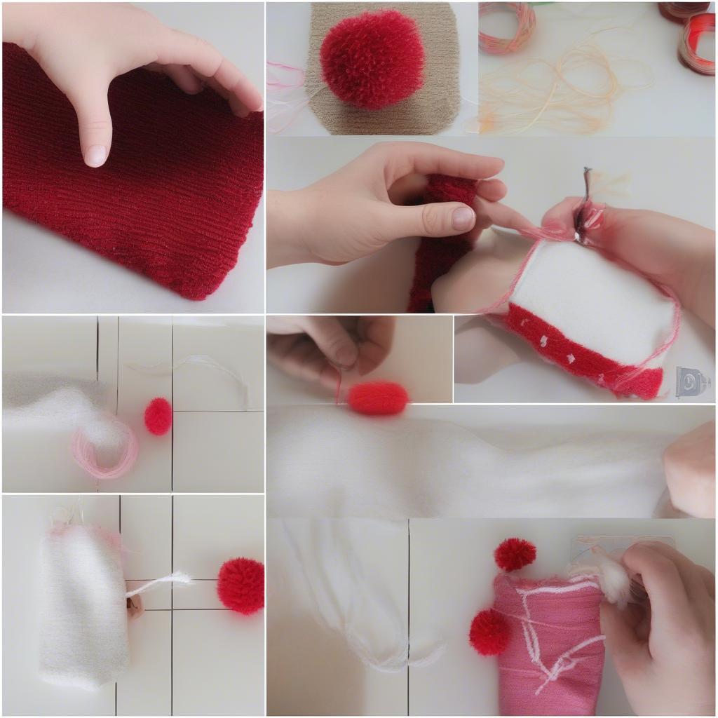 Step-by-step tutorial on making a pom pom stocking