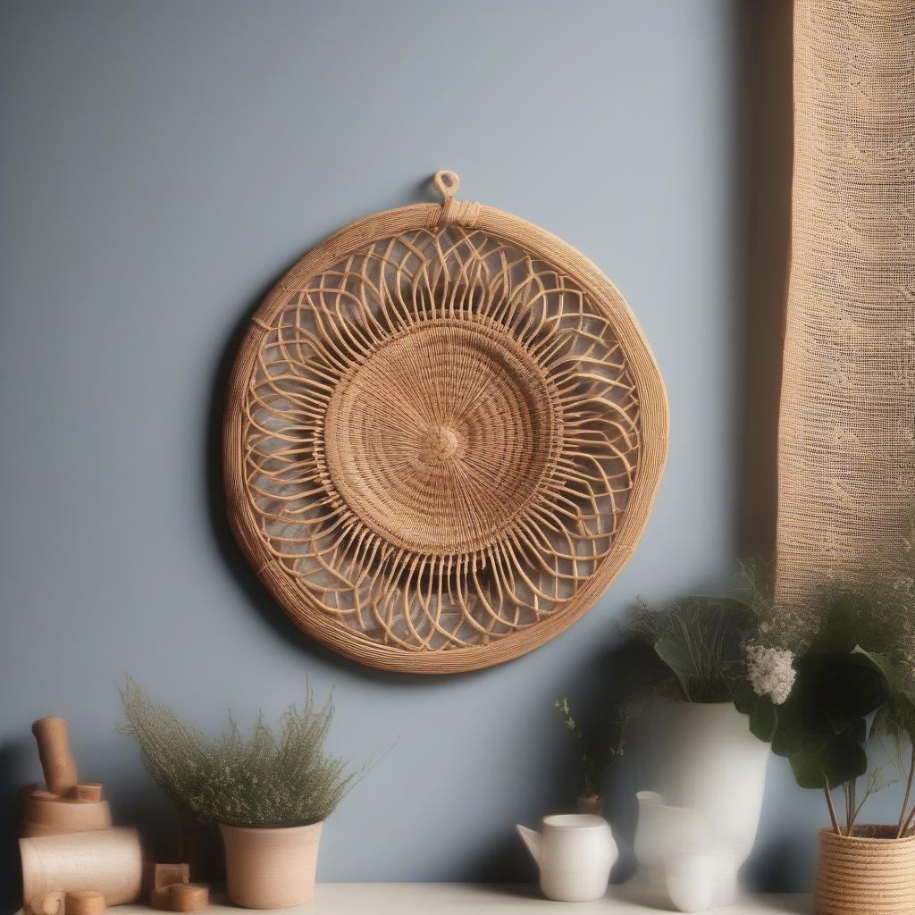 DIY Rattan Floral Wall Hanging