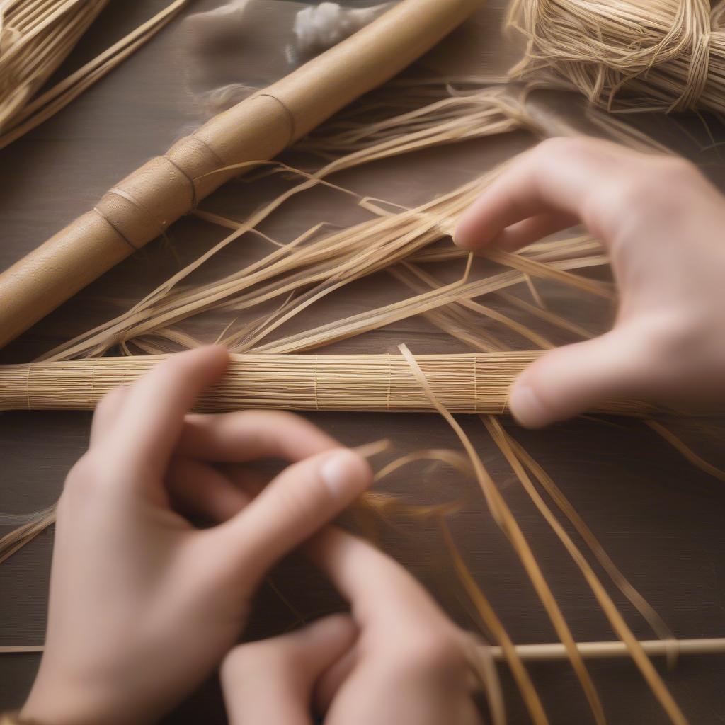 DIY Rattan Home Signage Weaving Process