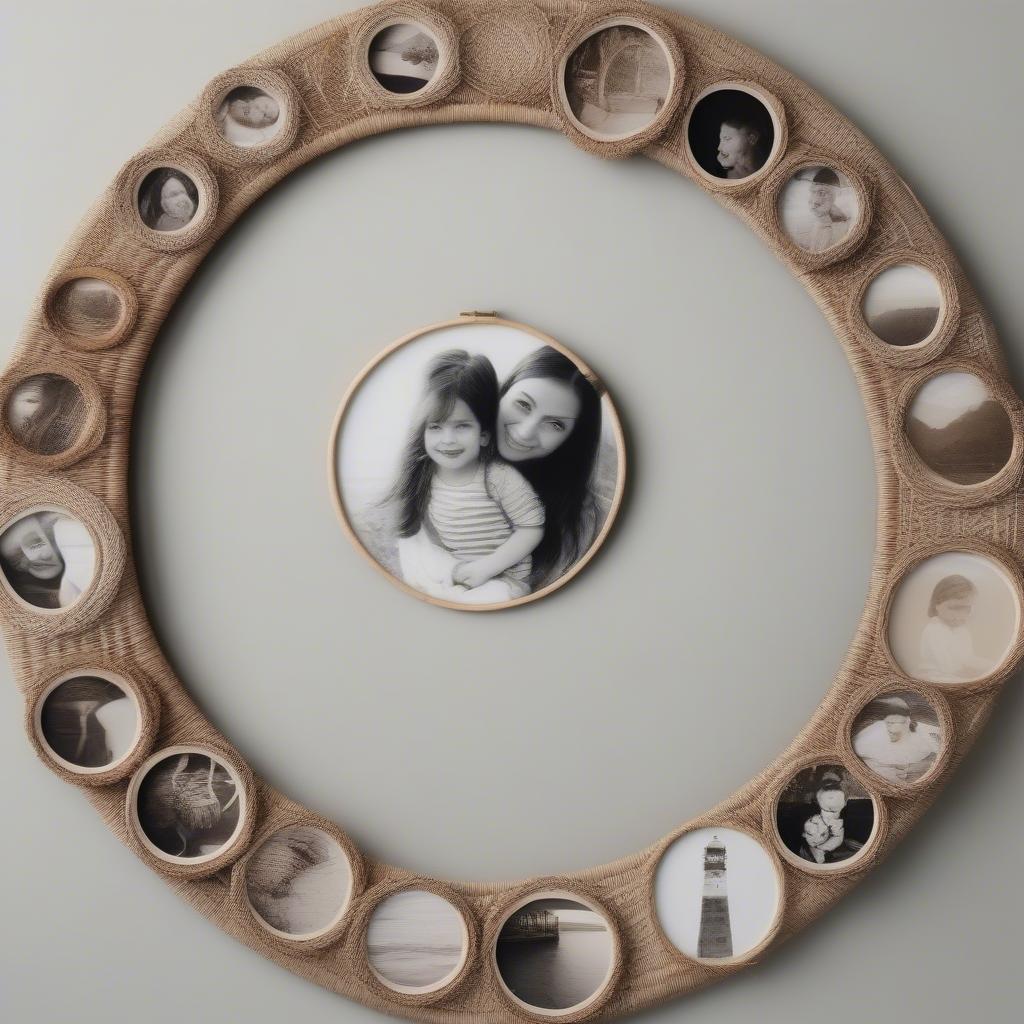 DIY Round Photo Collage with Wicker