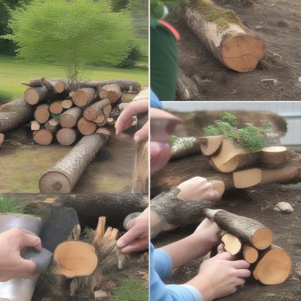 Step-by-step guide on creating a DIY tree log planter