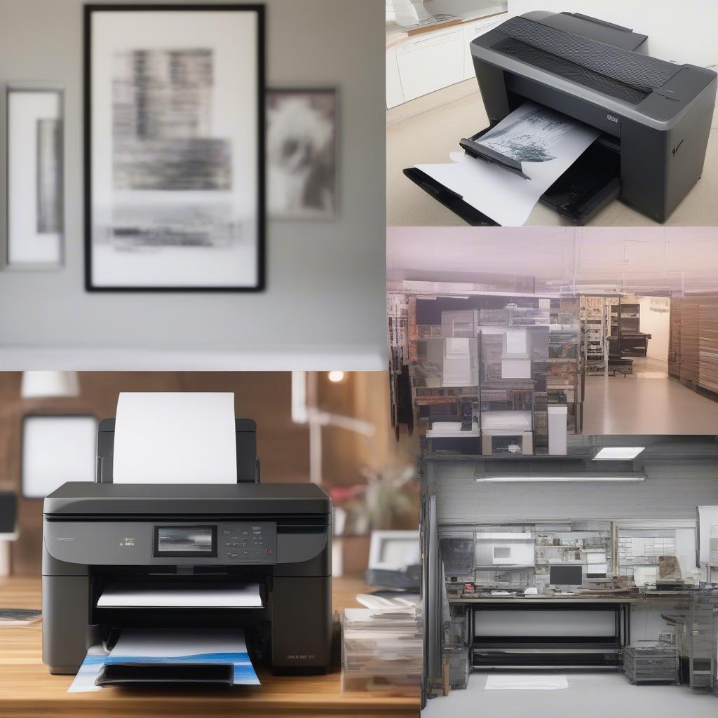 DIY vs. Professional Photo Frame Printing: This image compares a DIY photo frame printing setup with a professional printing lab. The DIY side shows a basic home printer and simple frames, while the professional side displays advanced printing equipment and a wide array of framing options.