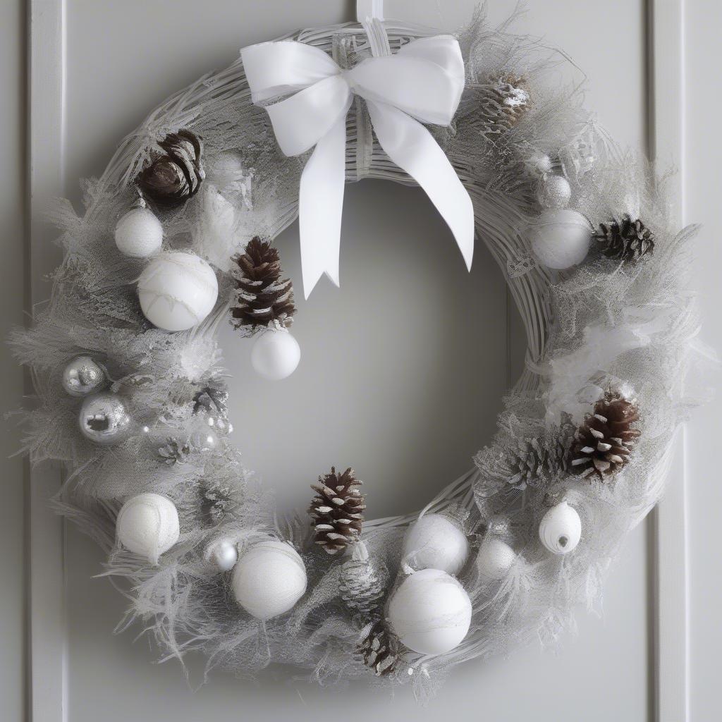 DIY White Christmas Wicker Wreath for Festive Decor