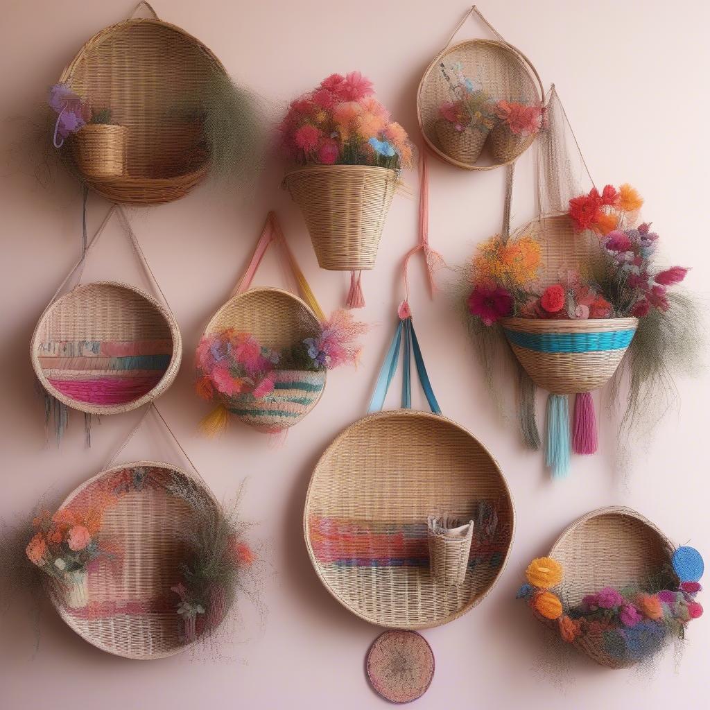 DIY wicker basket wall hanging