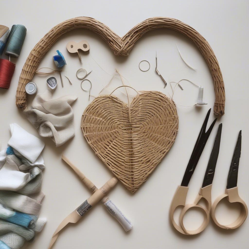 DIY Wicker Heart Door Hanger Craft Project