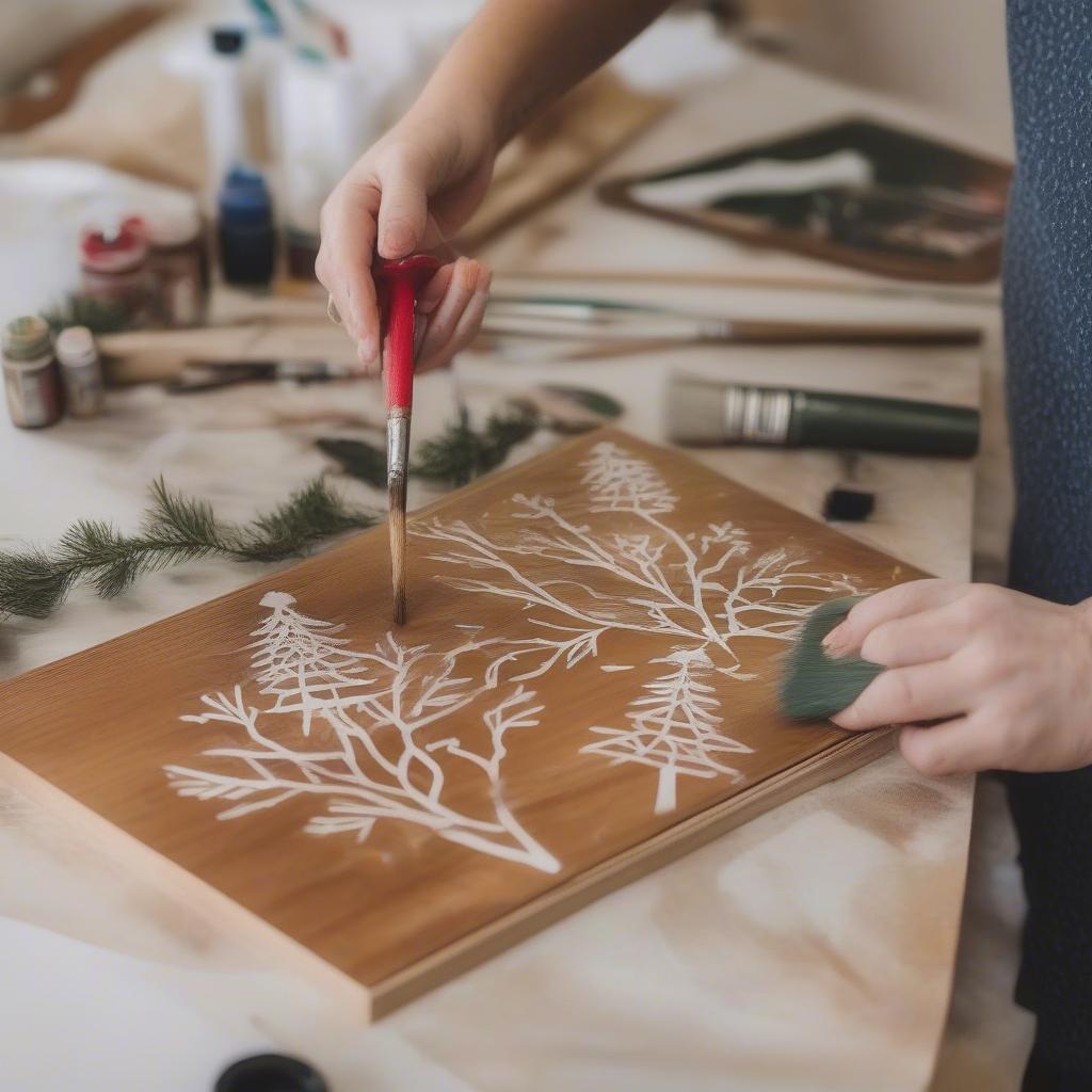 DIY Wood Christmas Sign Painting Process