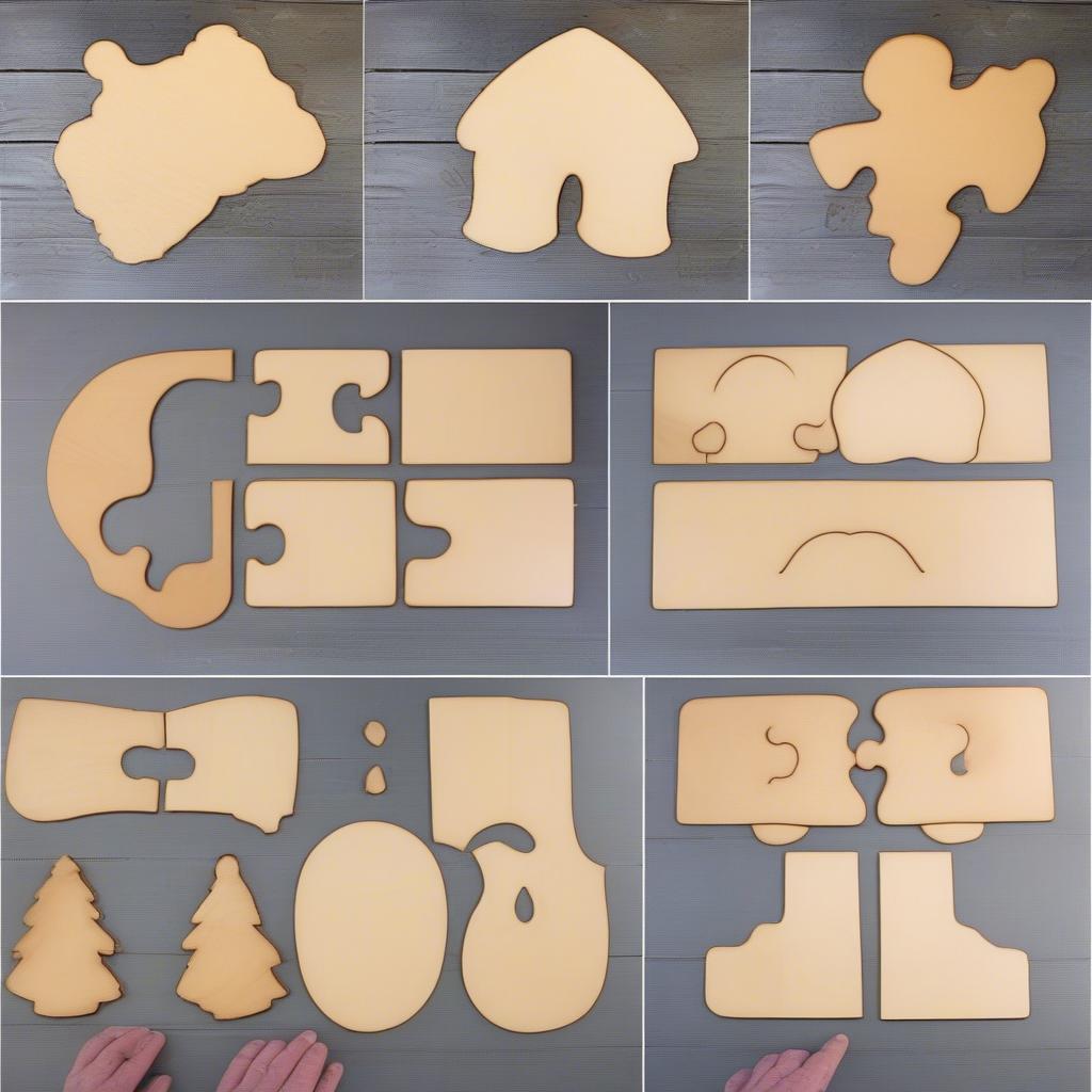 The process of making DIY wood gingerbread cutouts, from tracing the template to sanding the finished product.