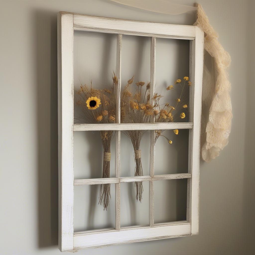 DIY Wood Window Wall Art with Chicken Wire