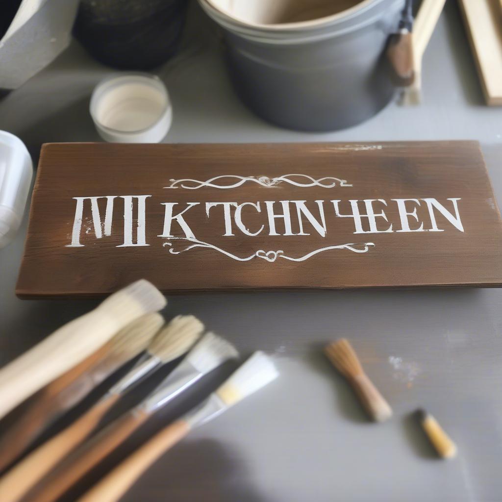 DIY Wooden Kitchen Signs Made with Stencils and Paint