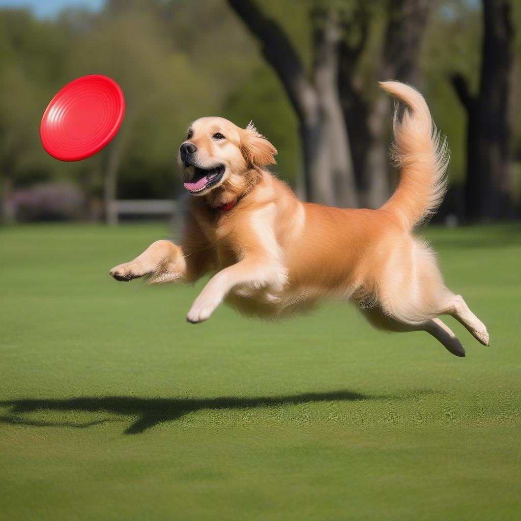 A dog playing fetch in a park