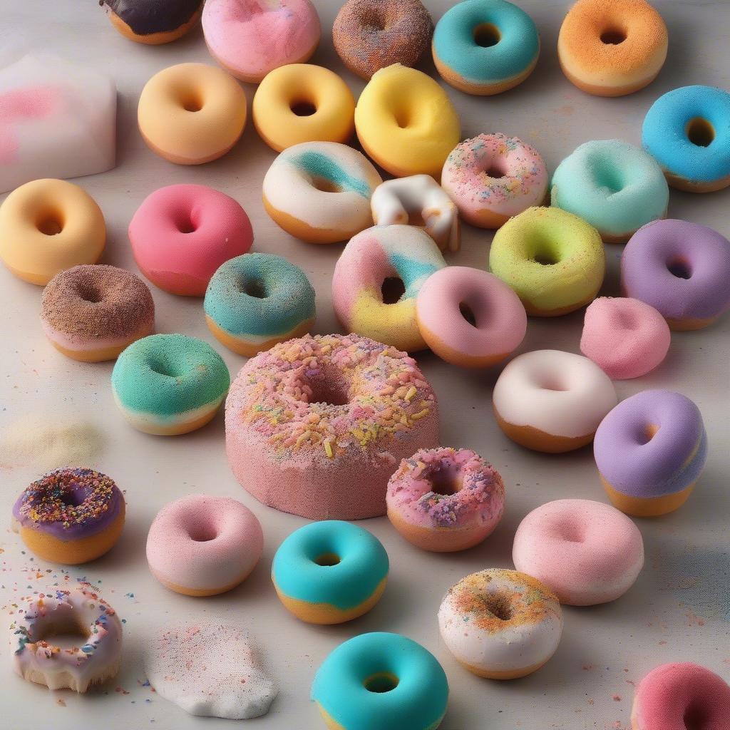 Assortment of Colorful Doughnut Bath Bombs