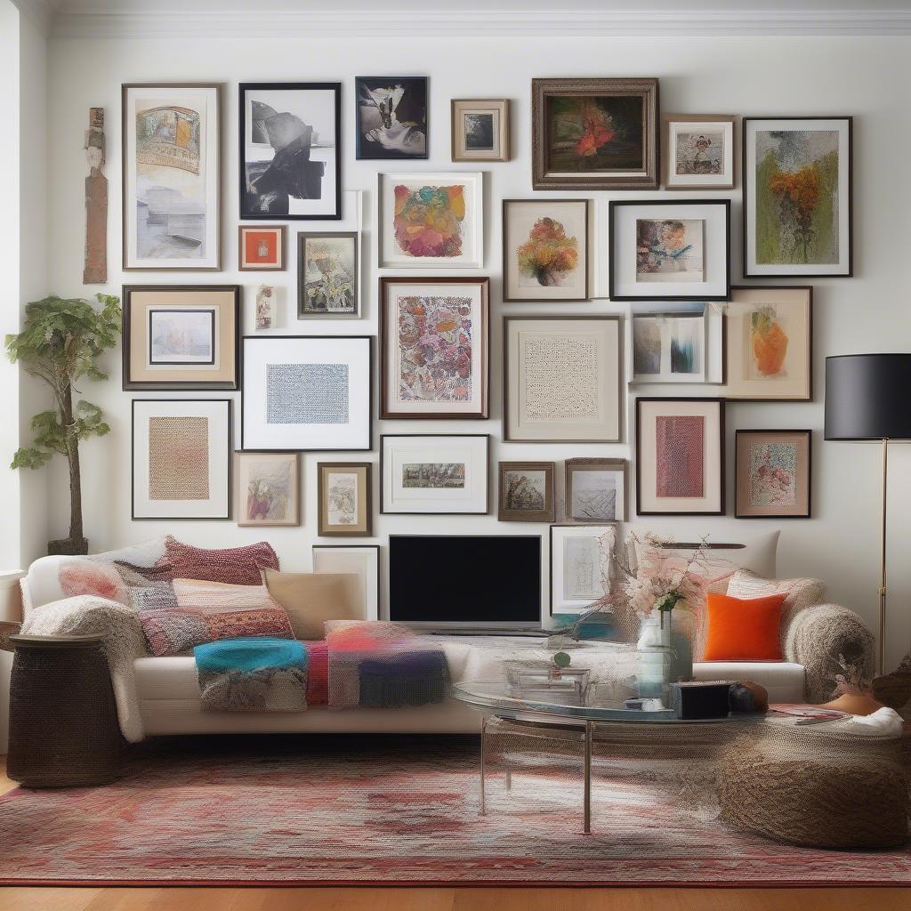 Eclectic Gallery Wall in a Living Room