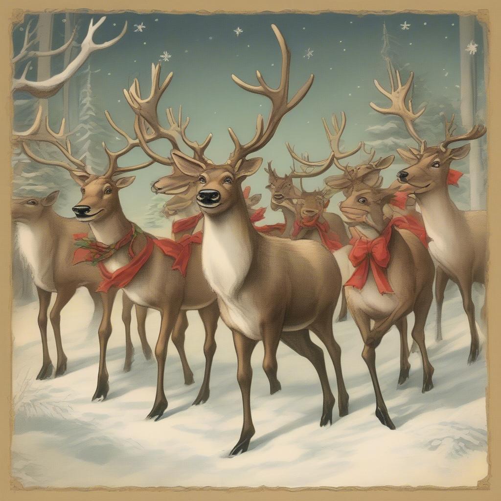 The Eight Original Reindeer from 'Twas the Night Before Christmas