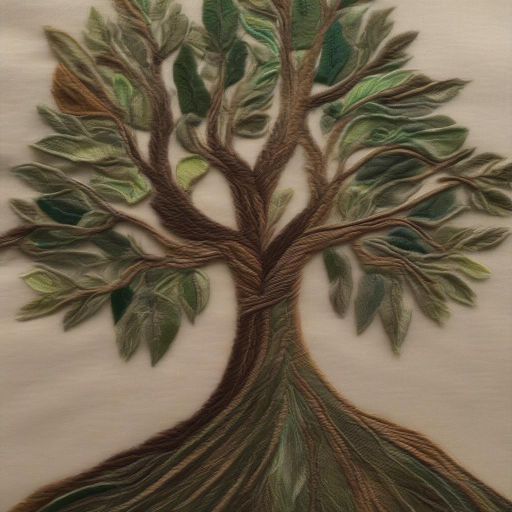 Embroidered Tree Wall Hanging