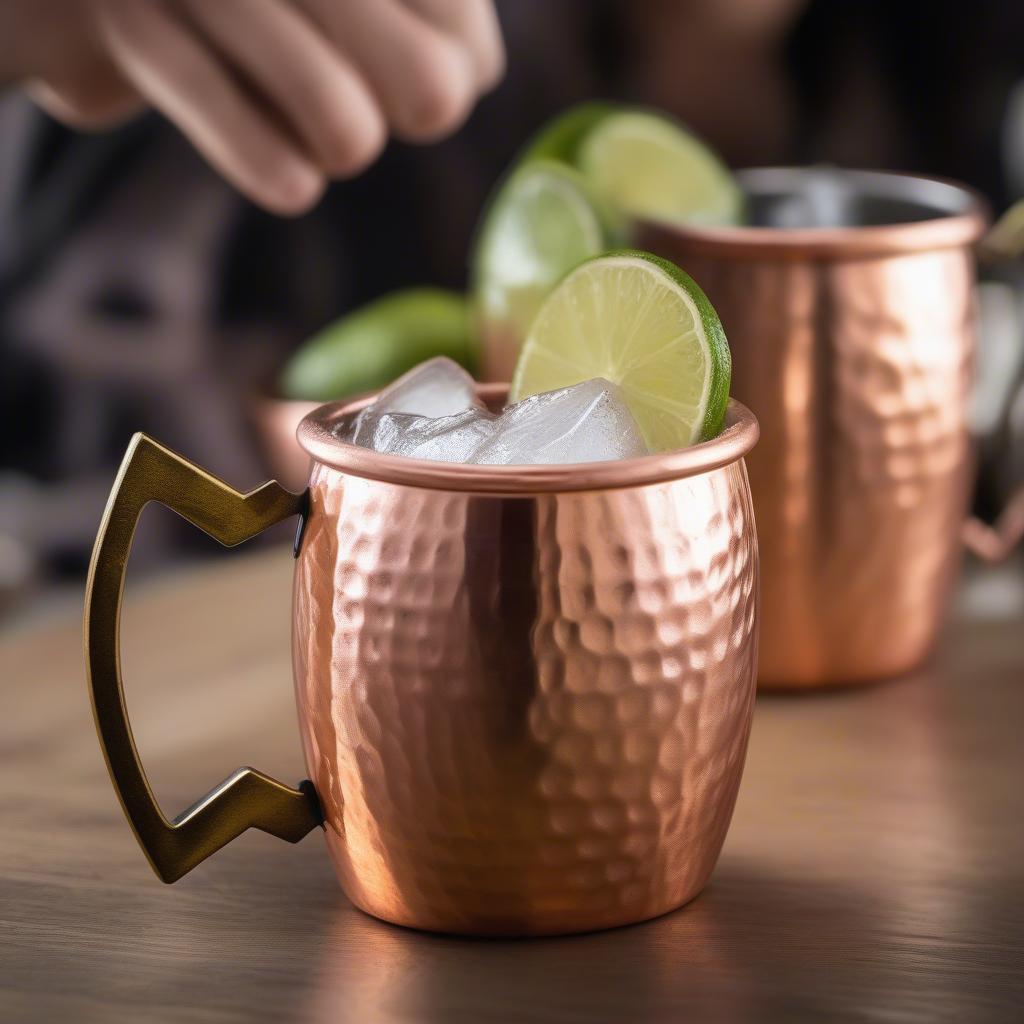 Enjoying a Moscow Mule in a Hammered Copper Mug