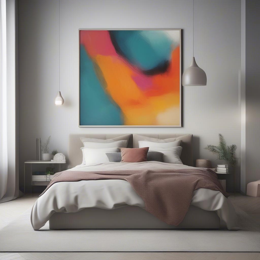 Extra Large Abstract Art Print in a Bedroom