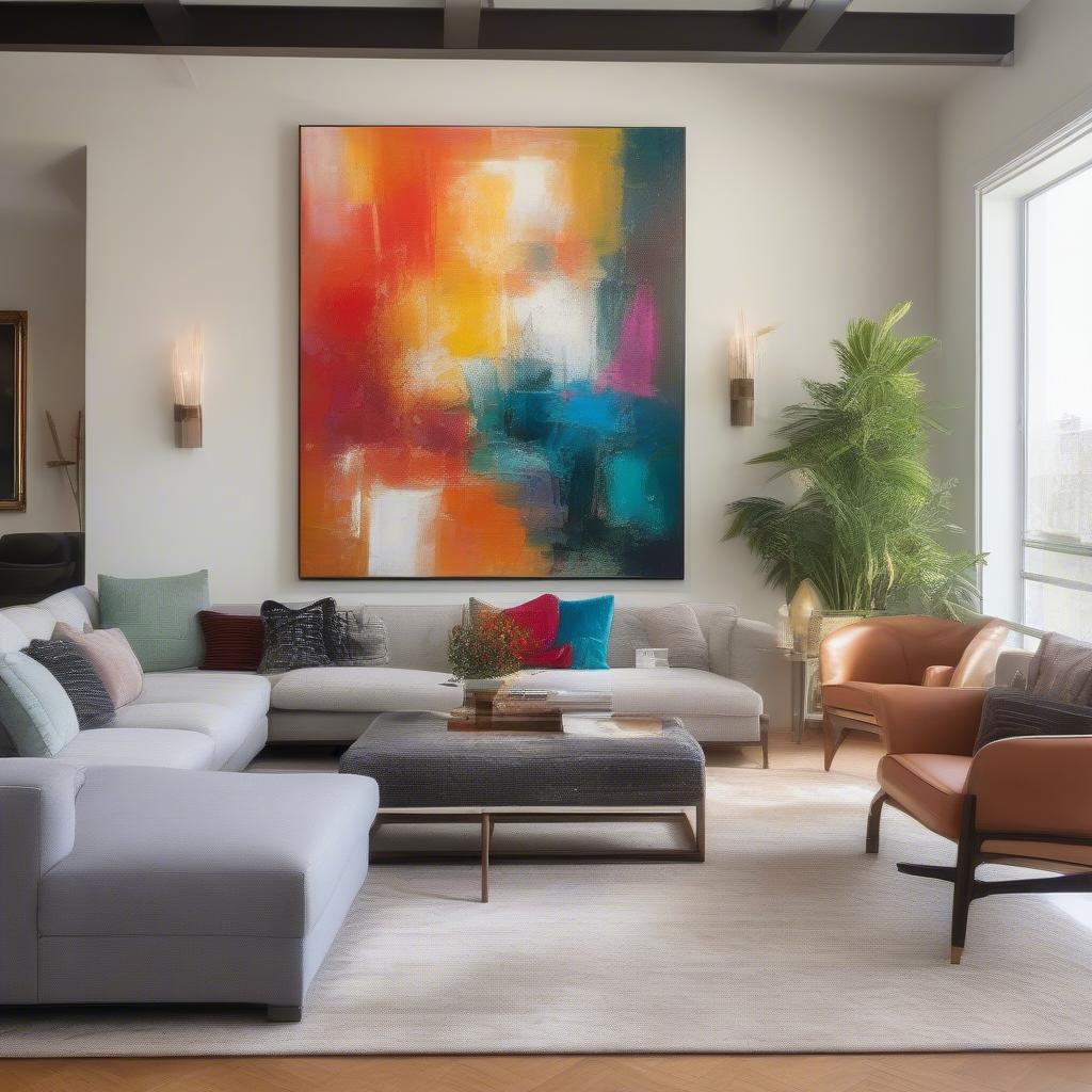 Extra Large Canvas Art Display in a Modern Living Room