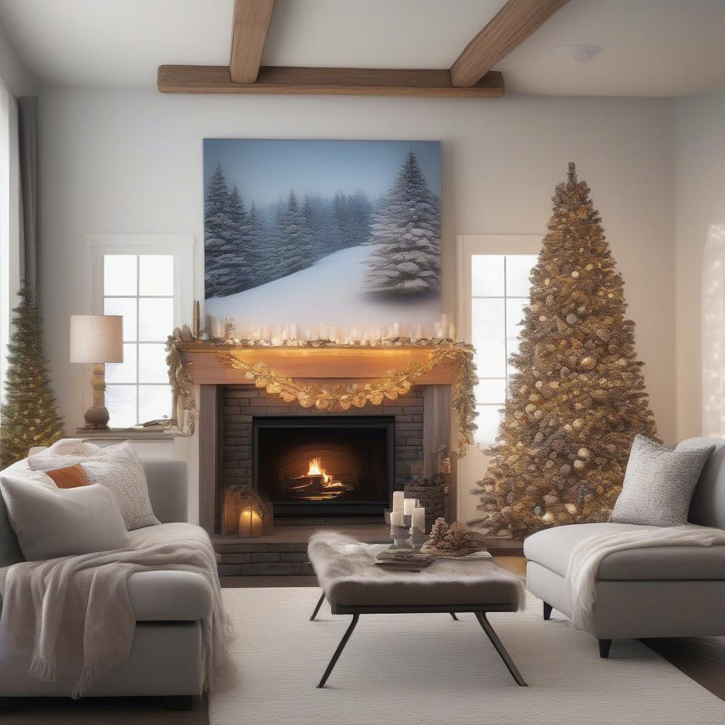 Extra Large Christmas Canvas in a Living Room Setting