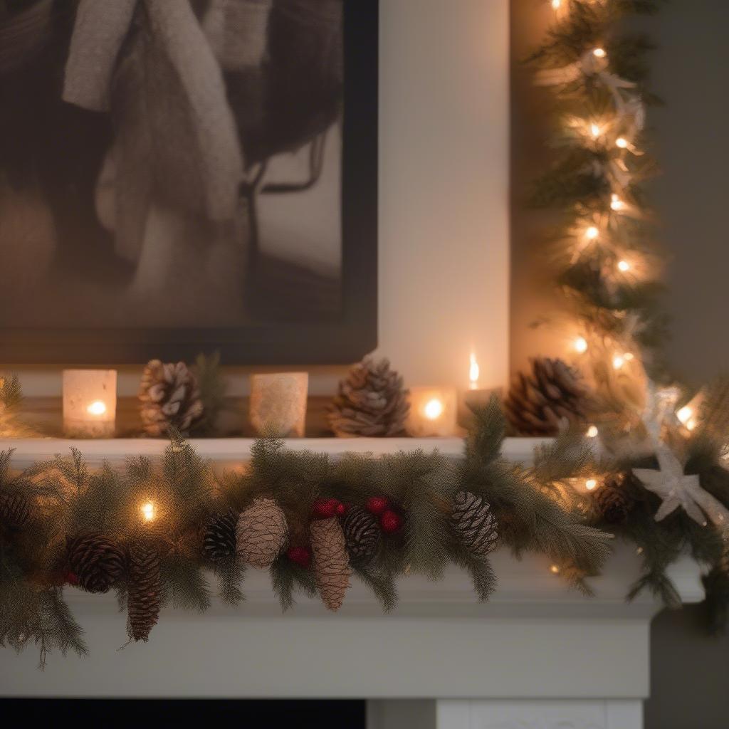 Fa La La La La Garland on Mantelpiece