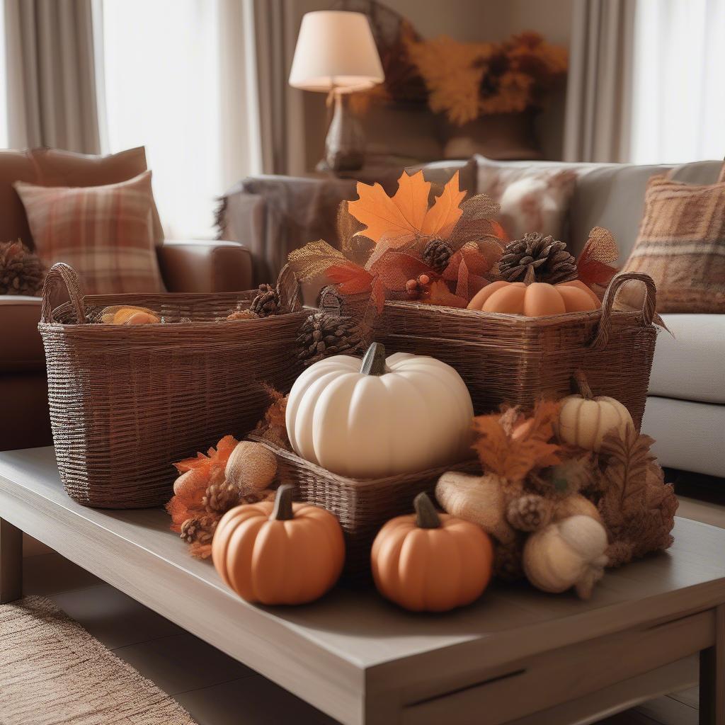 Fall Wicker Baskets Home Decor