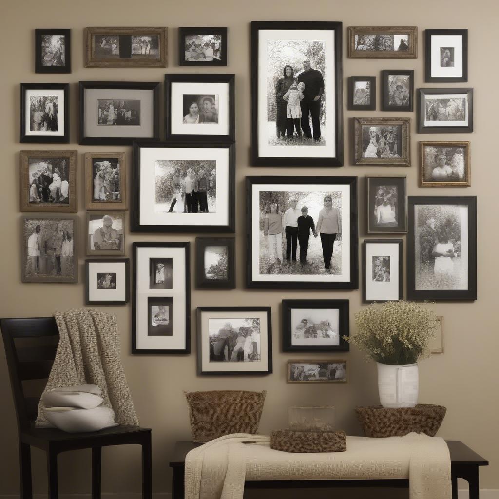 Beautifully Arranged Family Photo Wall Display